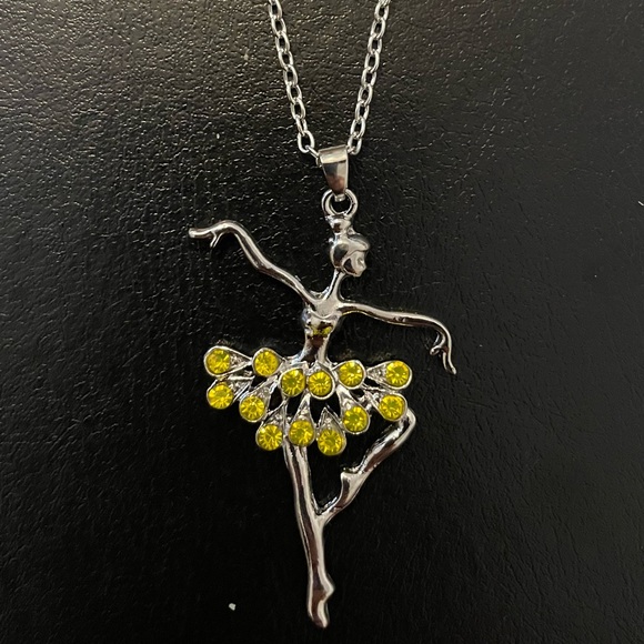 Jewelry - 💗 Silver Ballerina Crystal Necklace 18”-20” adjustable NEW